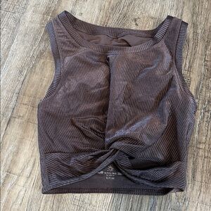 Aerie OFFLINE Ribbed Shine Twist Front Sports Bra